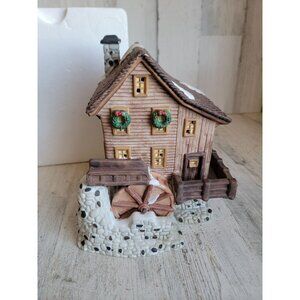 O'well vintage water wheel village accessory porcelain house Xmas
